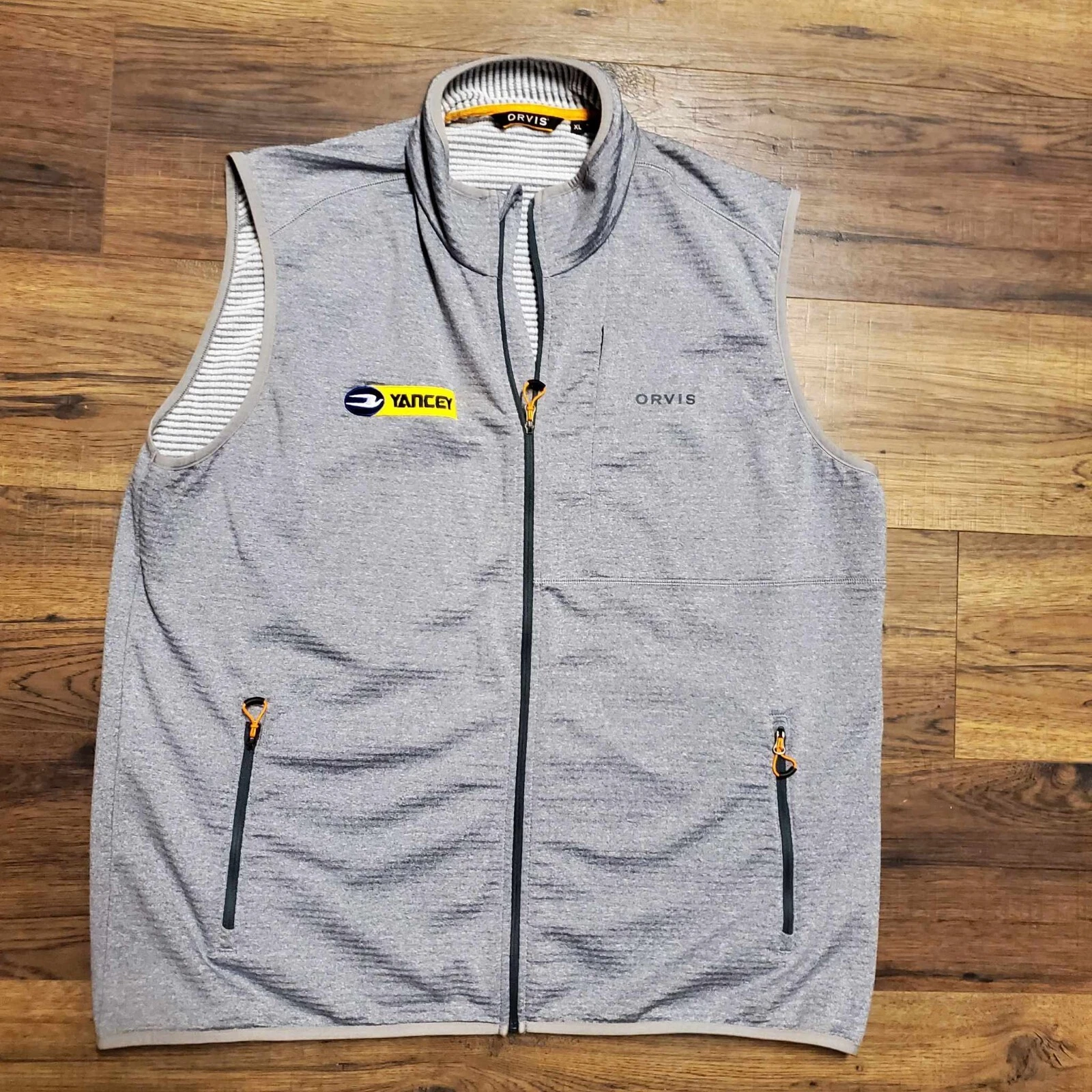 Orvis Vest Horseshoe Hills Men's XL Gray Gridded Waffle Knit Full Zip Outdoors
