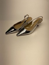 Sam Edelman Womens Bianka Soft Silver Patent Slingback Pump Sz 7.5