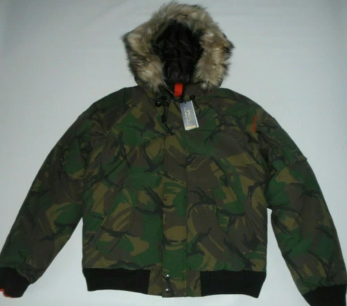 Polo RALPH LAUREN Woodland CAMO Hooded DOWN Winter JACKET Mens MEDIUM $498 NEW - product listing photo