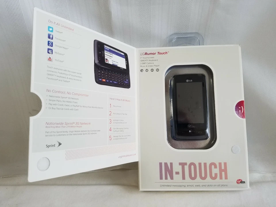 New LG Rumor Touch LN510 Black Virgin Mobile Cellular Phone Assurance State Cell - Image 2 of 3