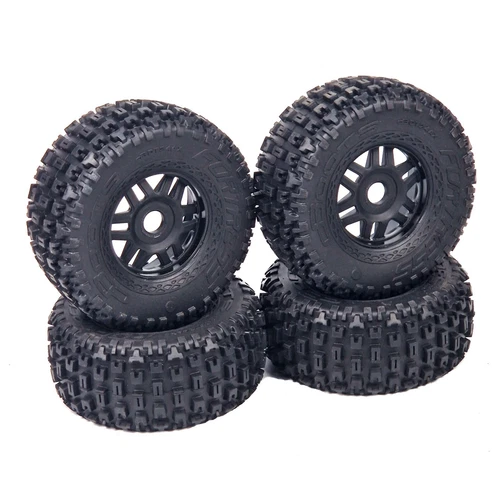 ARRMA Mojave 4S 4pcs Black Wheels Tyres Glued dBoots Fortress LP  ARA550110 - Picture 1 of 4