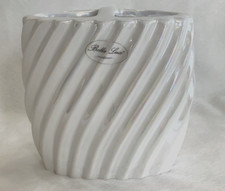 BELLA LUX Toothbrush Holder Cup Bathroom Accessory White Iridescent Swirl New