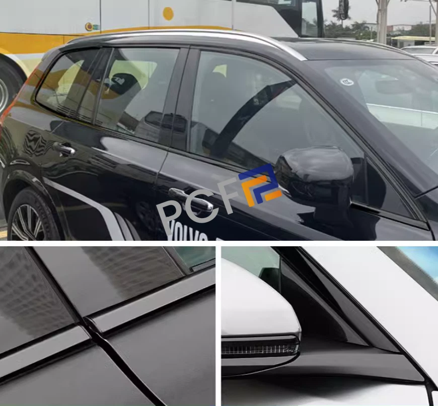 Black Titanium Car Window Molding Strip Trim 10Pcs Fit For 2016-2024 Volvo XC90 — 第 2/4 张图片