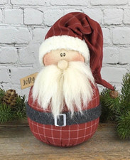 New Primitive SANTA DOLL STUMP JOLLY Weighted Americana Vintage Look 7.5"Tx5"W
