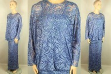 Vtg JUDITH ANN CREATIONS Beaded Floral Lace Dress Formal Gown Mother of Bride M