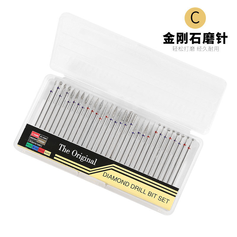 30pcs Diamond Nail Drill Bit Set For Manicure Electric Rotary Burr Accessories