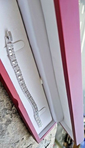 Doppelreihiges Armband Riviera Tennisarmband Platin-Finish mit Diamant erstellt - Bild 5 von 11