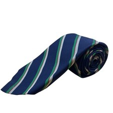 Vintage Brooks Brothers Navy All Silk Striped Tie Green Blue Business Classic