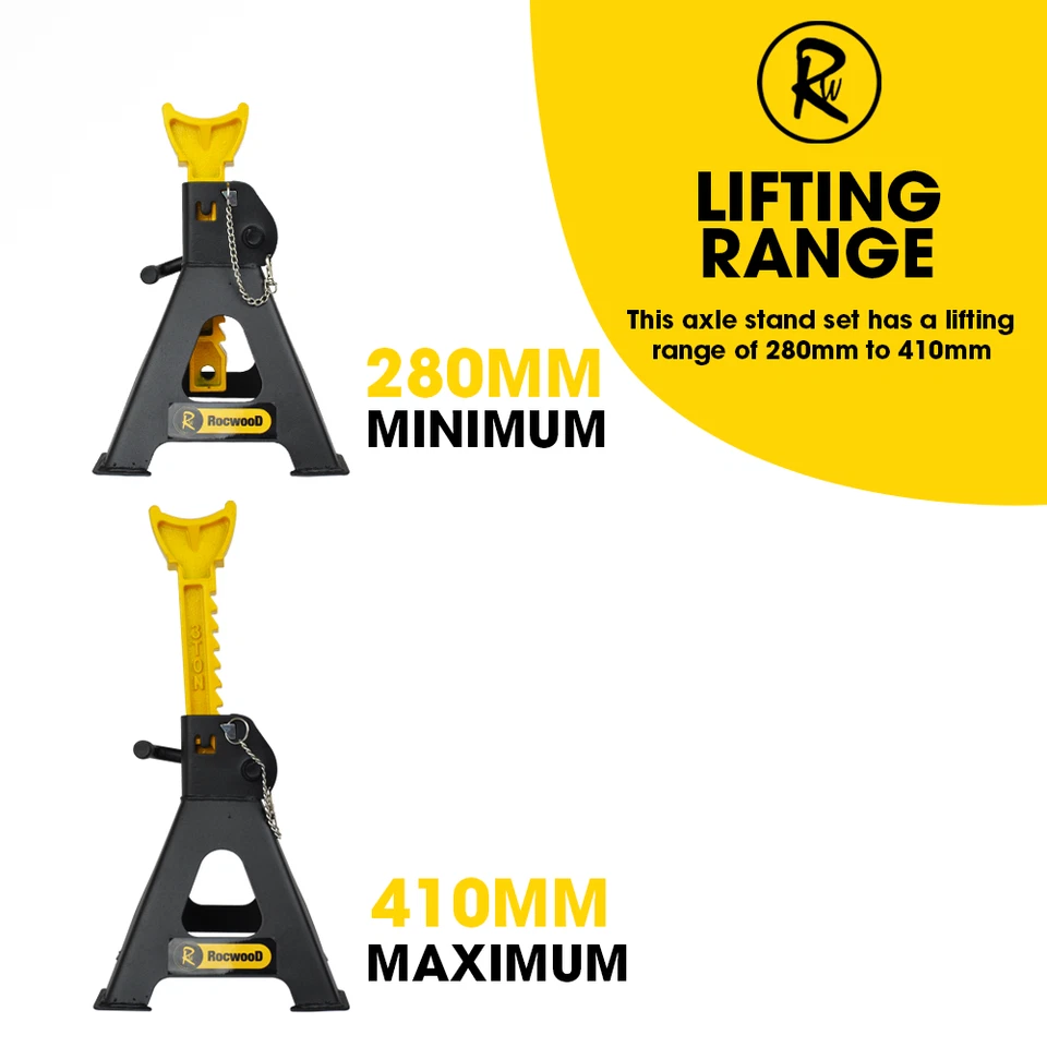 Axle Stand 3 Tonne Ton Car Jack Ratchet Heavy Duty Pair Of Stands - Image 3 of 4