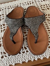 Worn Once Fitflop Leather Sparkly Toe Post Sandals Size 6
