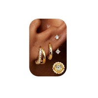 Paar Ohrringe Silber 925 Damen Creolen Ohrstecker Hypoallergen Klein Gold