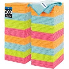 100 Pack Microfiber Cleaning Cloths 12"x12" Lint-Free Reusable Towels for Home,