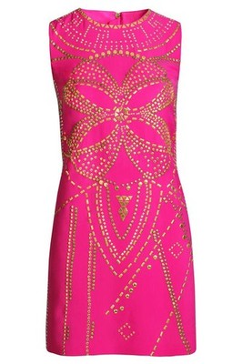 Versace for H&M Luxus Seidenkleid Pink Goldene Nieten / Pailletten   36 S - US 6