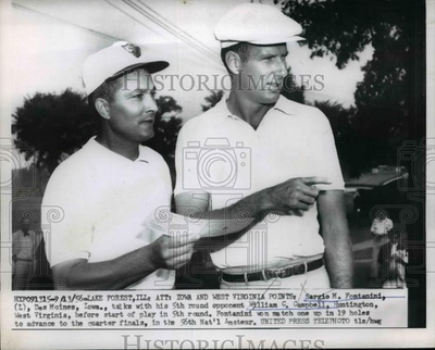 #ad 1956 Press Photo Sargie Fontanini William Campbell at National Amateur golf $24.99