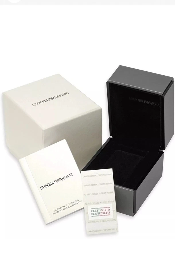 Emporio Armani Men's Chronograph White Dial Black Leather Watch AR1807 - Image 3 of 3