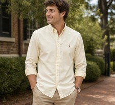 Ralph Lauren Button Down Shirt Mens Sz 16 Yarmouth Oxford Flesh Pony Preppy VTG