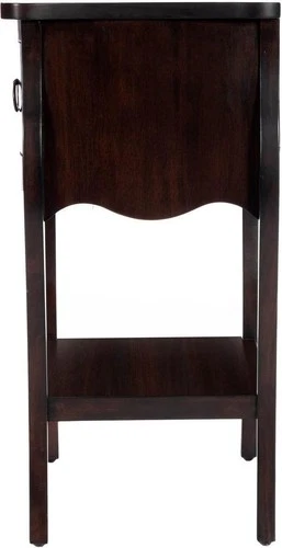 Elegant Chocolate Brown Scalloped Nightstand - Picture 3 of 5