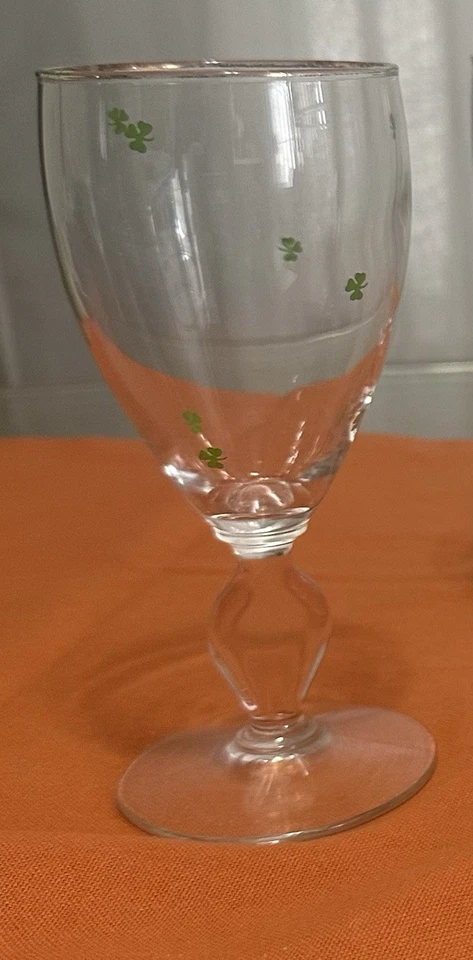 Juego de 5 tréboles de café irlandés vintage con borde dorado con tallo de vidrio Foto 4 de 4