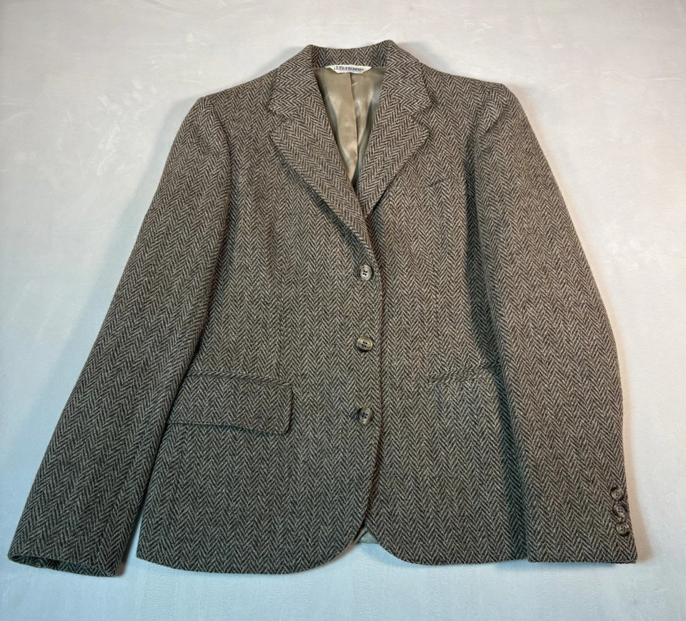 Blazer feminino vintage JG Hook 100% lã tweed grossa tamanho 8 espinha de peixe feito nos EUA - Imagem 2 de 4