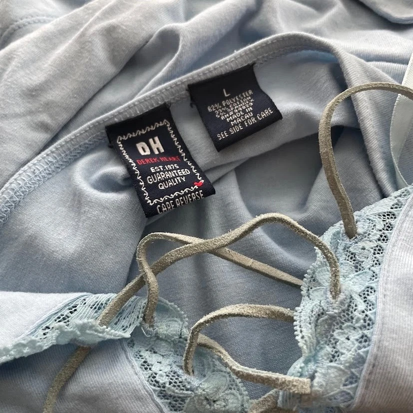 Top Halter De Colección Y2K Años 2000 Derek Corazón Azul Claro Encaje Frontal Talla L Foto 4 de 4