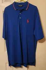 POLO GOLF RALPH LAUREN SHIRT MEN'S L LARGE BLUE RED POLO PONY 