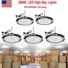 5PACK 200W UFO LED High Bay Light Industrial Factory Warehouse Commercial Lamp