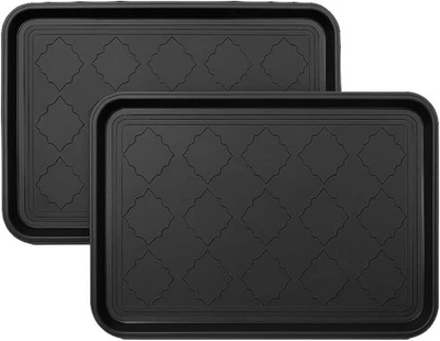 DEPENDABLE INDUSTRIES INC. ESSENTIALS 2 Pack Black Boot Trays 16.5"x12.5" Waterproof Shoe Mats Floor Protectors