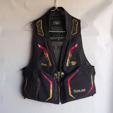 Sunline Fishing Vest Black Mesh Near Mint Used Lightweight Fishing Gear