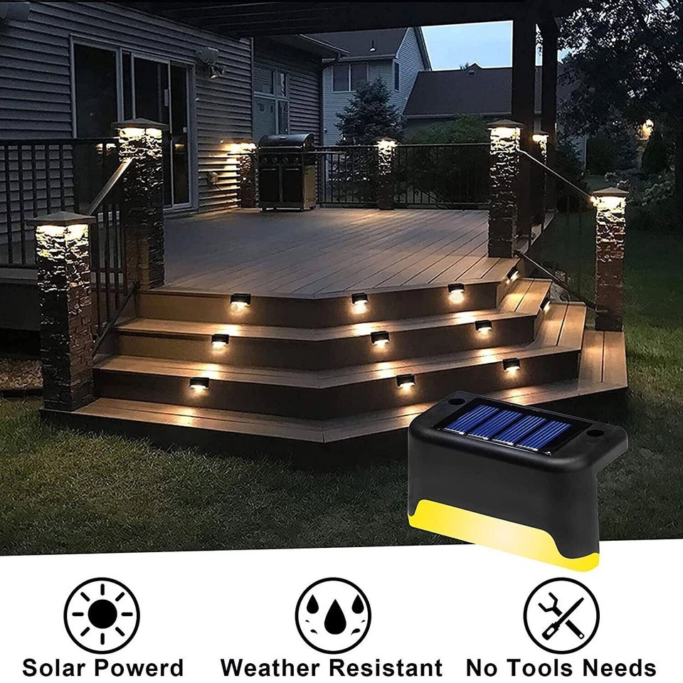 Solar LED Bright Deck Stair Lights Outdoor Garden Patio Railing Path Lighting US