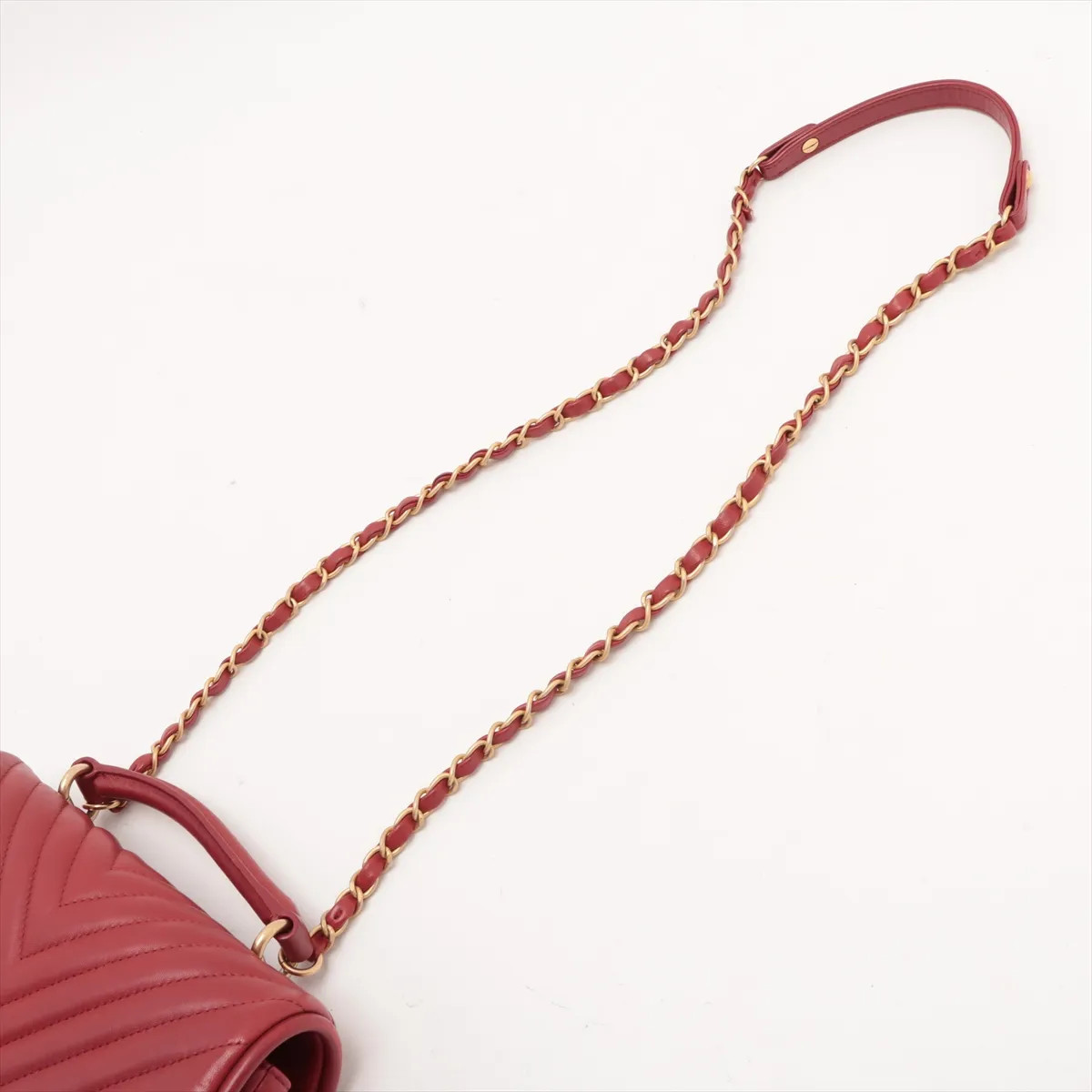 Chanel V Stitch Lambskin 2 Way Shoulder Bag Red Gold Metal Fittings 24XXXXXX