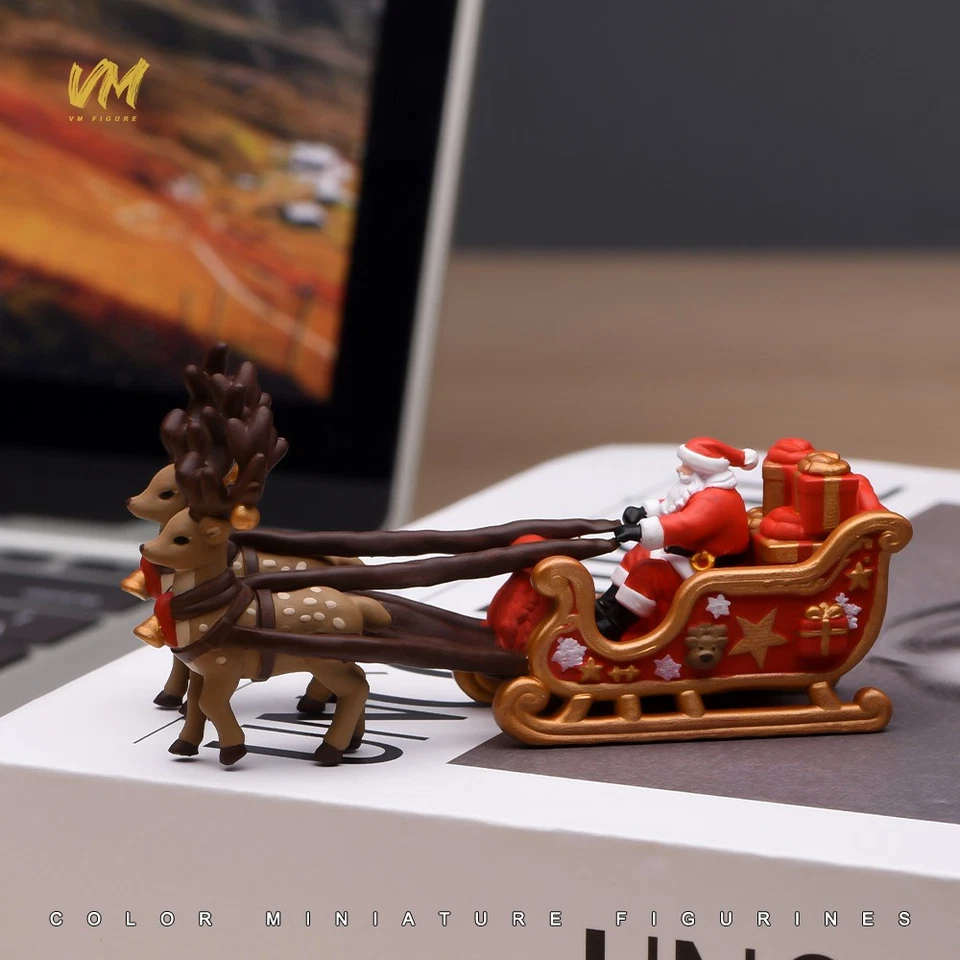 1/64 Diorama Santa Clause &Sleigh Scene Miniature Figure Model Doll For Car Toy - Image 1 of 4