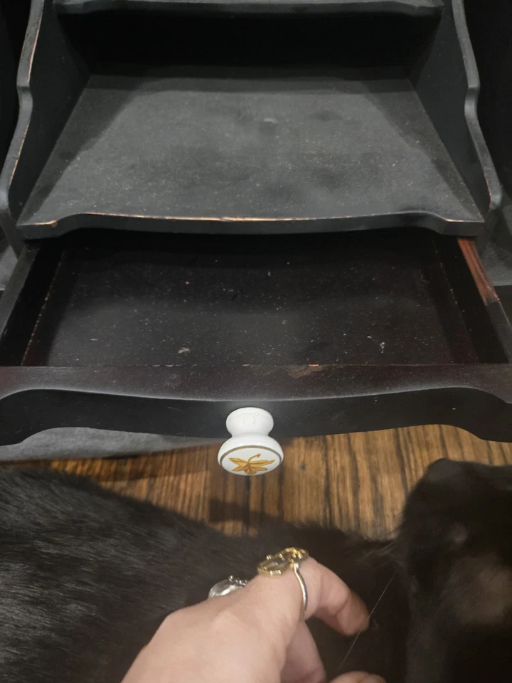 Organizador de encimera perillas de porcelana cajones soporte correo madera aspecto antiguo Foto 4 de 4