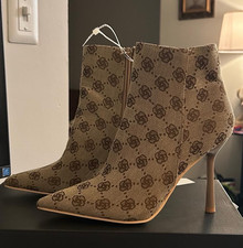 Women s Leather Ankle Bootie Pointed Toe Logo...