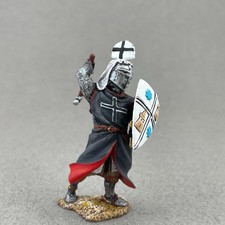 Teutonic Knight miniature 54 mm 1/32, Painted tin toy soldier, Crusader figurine