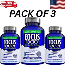 Focus Factor Extra Strength pack of 3 Brain 120Capsules Multivitamin Supplement