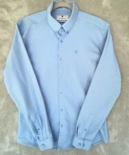 Father Sons Slim Fit Light Blue Shirt Button Down XL 42" Chest Thick Stretch