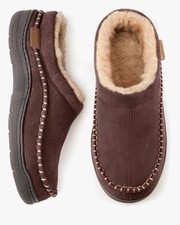 Men's Slip On Moccasin Slippers, Indoor/Outdoor Warm Comfy House Shoes-Wide-9-10