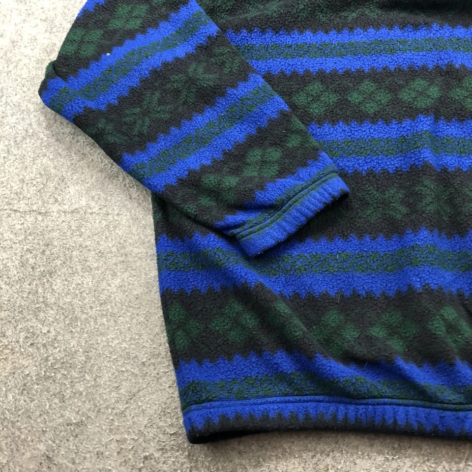 Savile Row Sweater Mens 2XL Blue Green Black Fleece Pullover Half Zip Patterned - Image 2 of 4