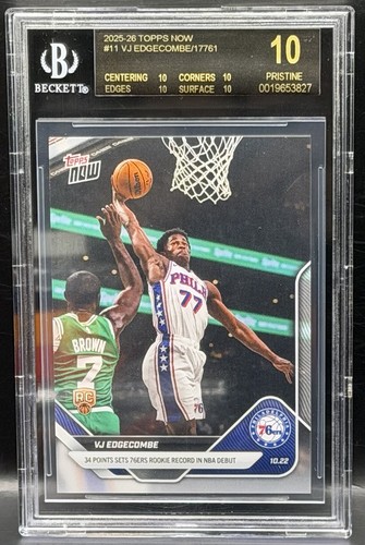 2025-26 Topps Now - VJ Edgecombe #11 /17761 RC BGS 10 Black Label NBA Debut (2)