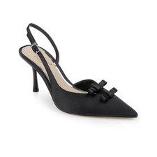 Women's Jewel Badgley Mischka Ellery Bow Evening Pumps Black Satin