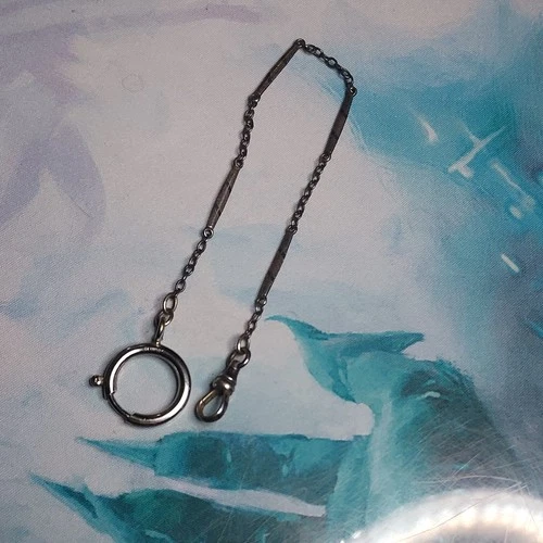 Vintage Sterling Silver pocket Watch Chain w Spring Ring Clasp and Swivel Hook