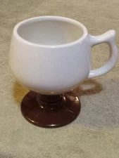 Vintage Hall Pottery Pedestal Irish Coffee Mug Tea Cup Brown and White USA 2274