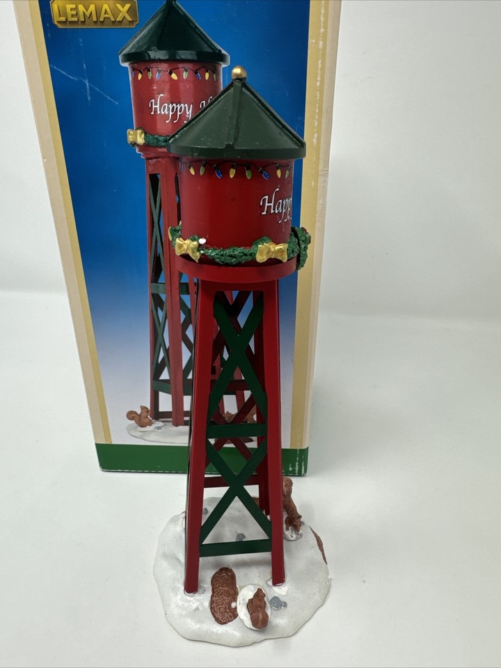 Lemax Happy Holidays Water Tower 53211 Retired Squirrels Christmas
