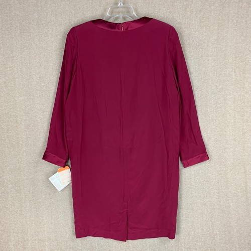 Abito donna vintage Adrianna Papell 10 (XL) rosso 100% seta tubino ginocchio a matita - Foto 6 di 18