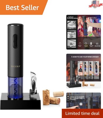 Compact Electric Wine Opener with Rechargeable Battery - Effortless Cork Removal