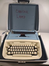 Vintage Royal Aristocrat Light Blue typewriter with Carrying Case  thumbnail