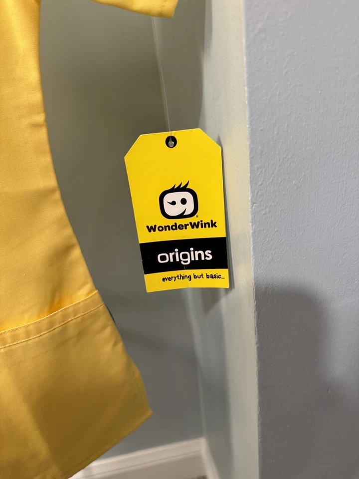 NEW WonderWink Origins Womens V Neck Solid Scrub Top 6026 XXS Yellow 2XS - Image 4 of 4