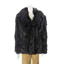 Vtg Wilson Leather Fur Pelle Studio Black Racoon Coat