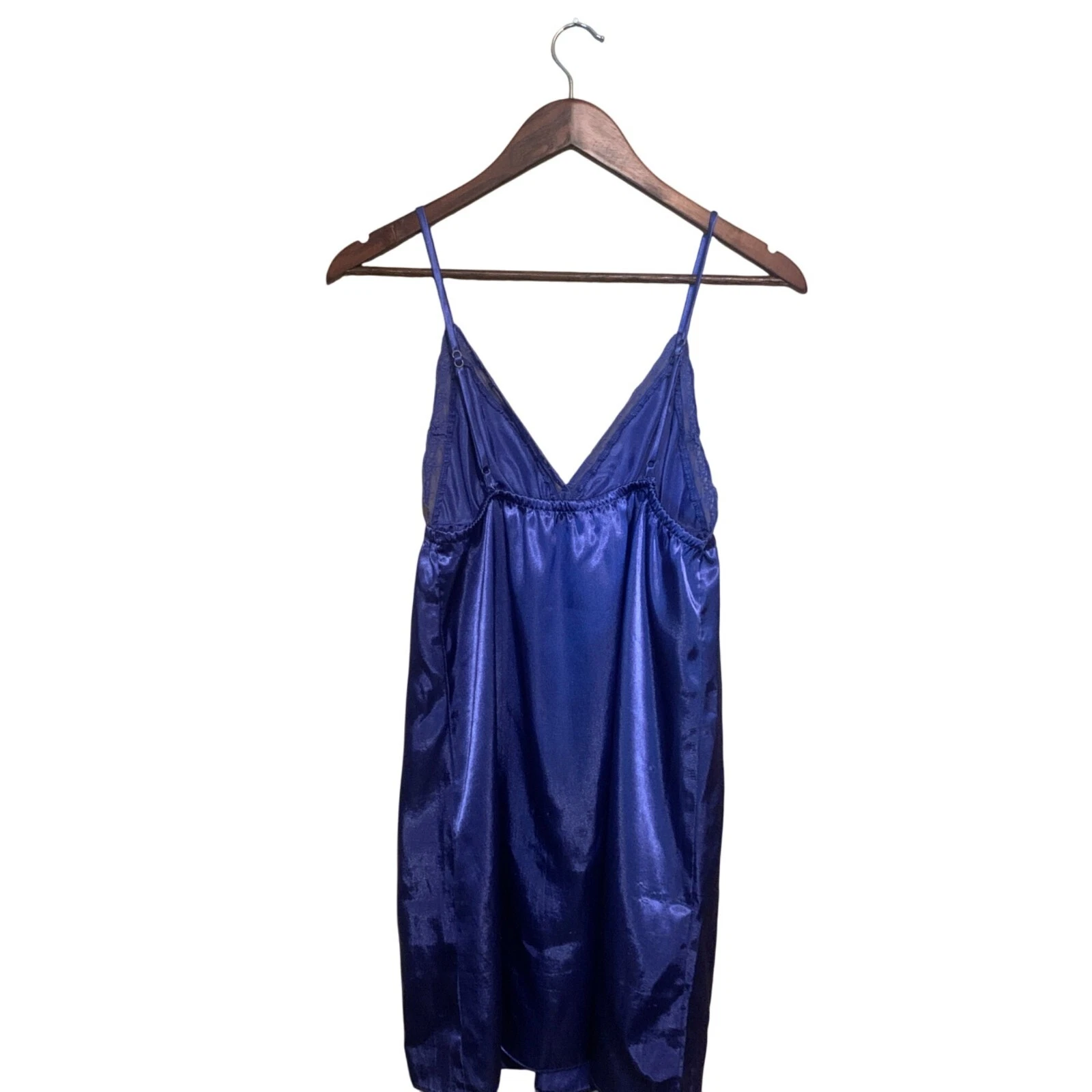 UNDERCOVER Vestito donna vintage lilla e lavanda raso babydoll slip orlo pizzo blu taglia M Y2K