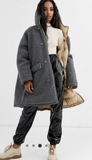 Rrp£120 Sixth June Oversized Reversible Longline Padded Coat Teddy Fur Uk Large